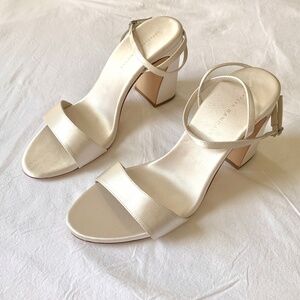 Loeffler Randall Malia Curved-Heel Sandal Cream 9 New with flaws